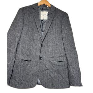 Ben Sherman Blazer Suit Coat Sport Jacket Size Medium Gray Black Tweed Preppy